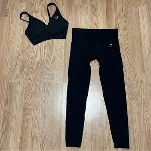 Women's Gymshark Sports Bra and Leggings set size M Dark Grey/Black Nice!!!